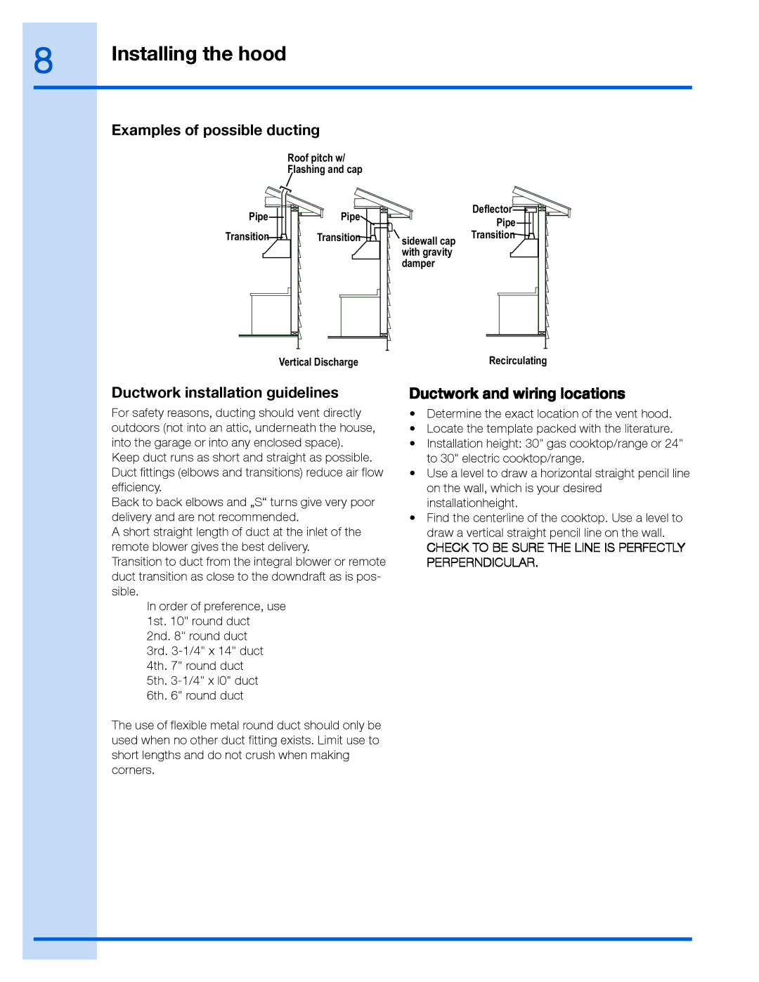 Frigidaire EI36WC55GS manual Examples of possible ducting, Ductwork installation guidelines, Ductwork and wiring locations 