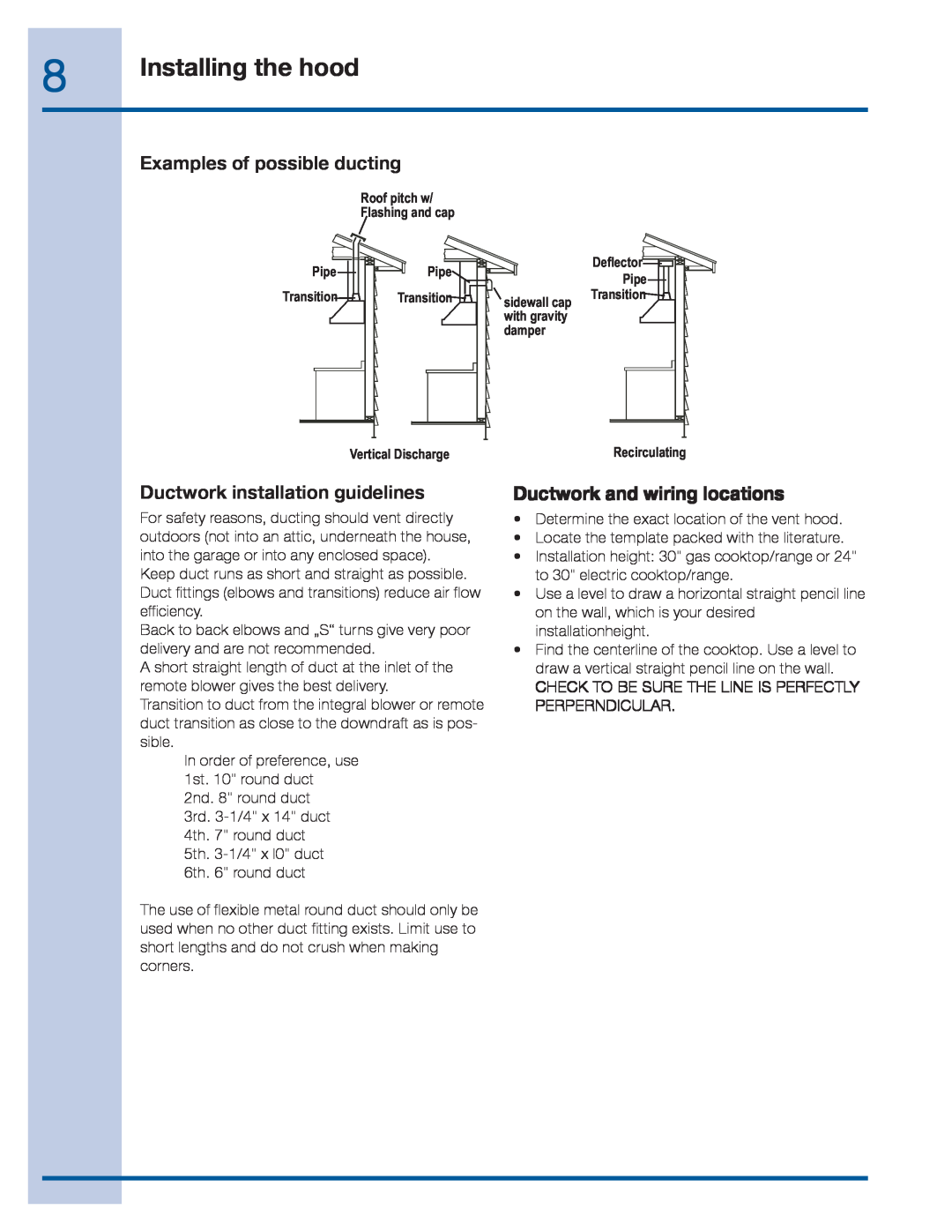 Frigidaire EI36WC55GS manual Examples of possible ducting, Ductwork installation guidelines, Ductwork and wiring locations 
