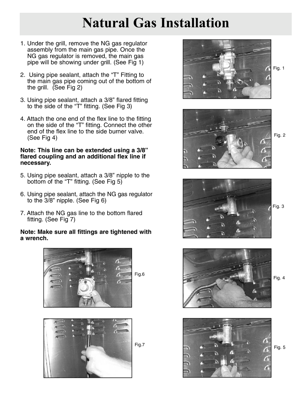 Frigidaire Side Burner manual Natural Gas Installation 