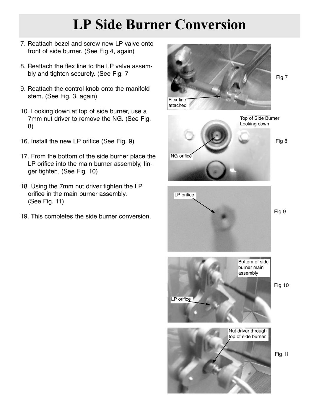 Frigidaire manual LP Side Burner Conversion 