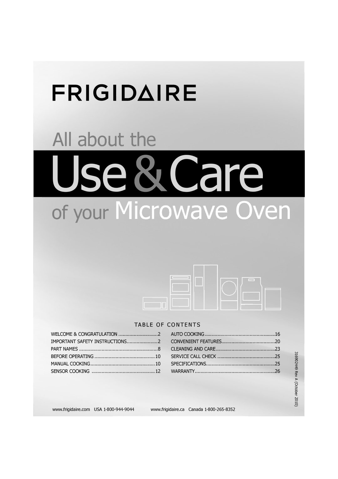 Frigidaire FGMV174KF, TINSEB299WRRZ-EL01, FGMV173KQ, FGMV173KW, FGMV173KB, 316902449 important safety instructions Use &Care 