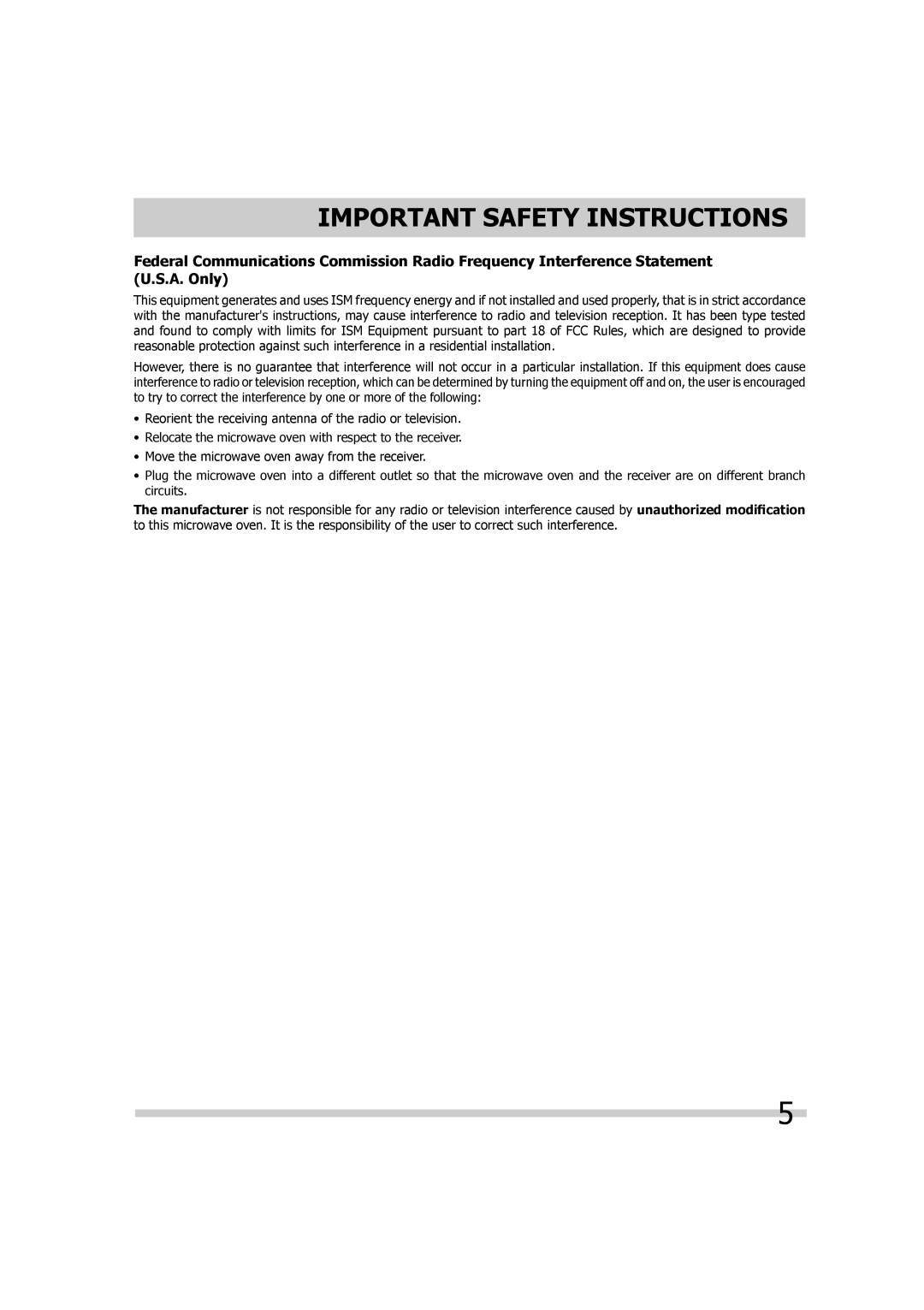 Frigidaire 316902449, TINSEB299WRRZ-EL01, FGMV174KF, FGMV173KQ, FGMV173KW, FGMV173KB Important Safety Instructions 