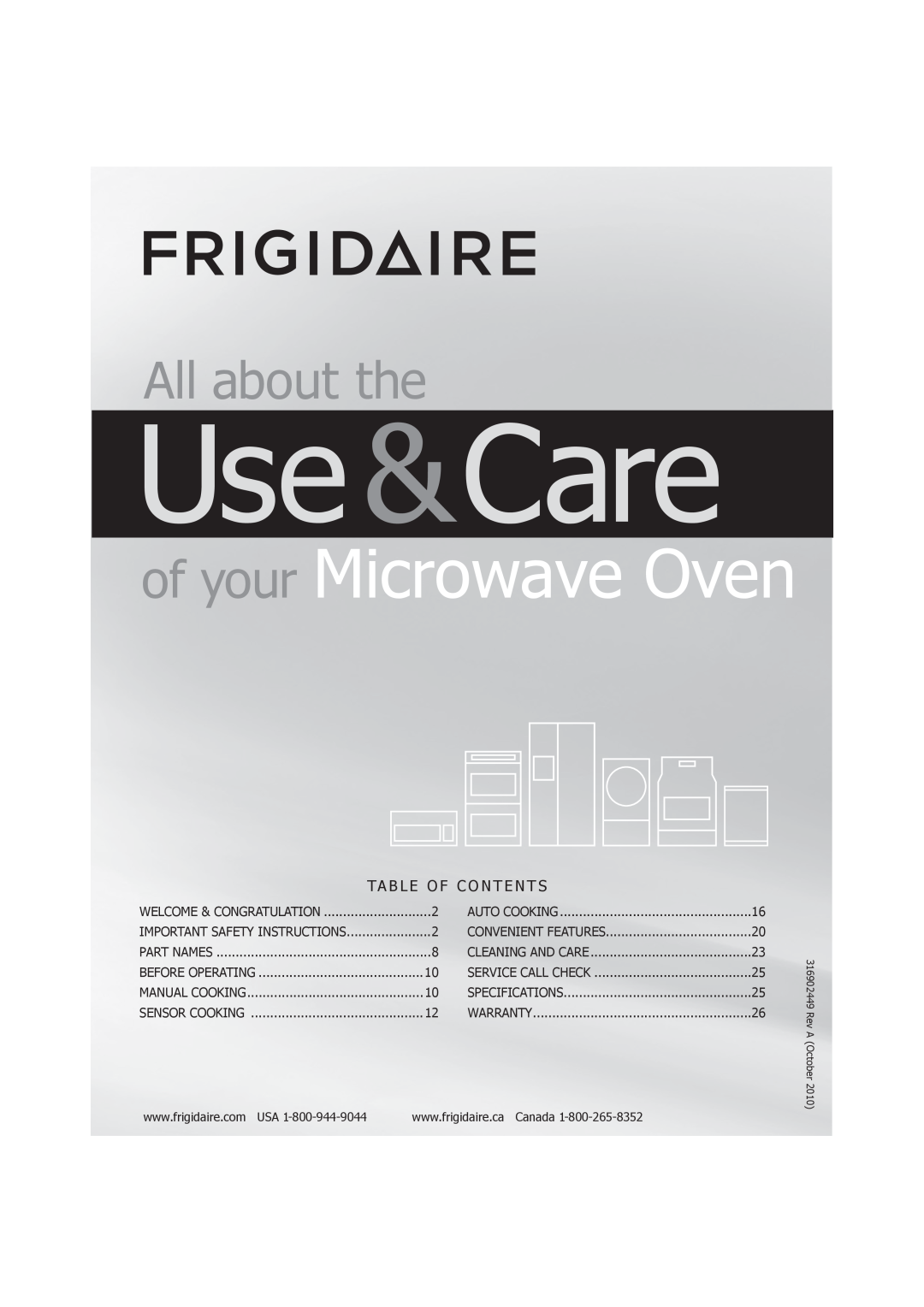 Frigidaire FGMV173KQ, FGMV174KF, FGMV173KW important safety instructions Use &Care, of your Microwave Oven, All about the 