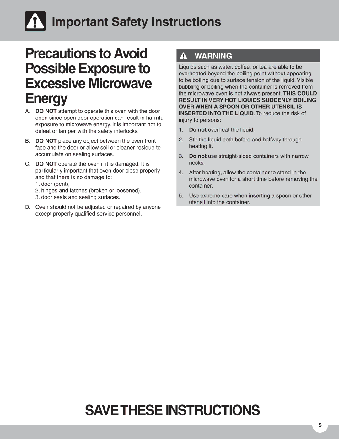 Frigidaire TMV151F important safety instructions Savethese Instructions 