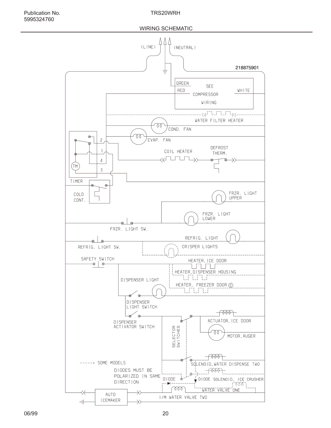 Frigidaire TRS20WRH manual Wiring Schematic 