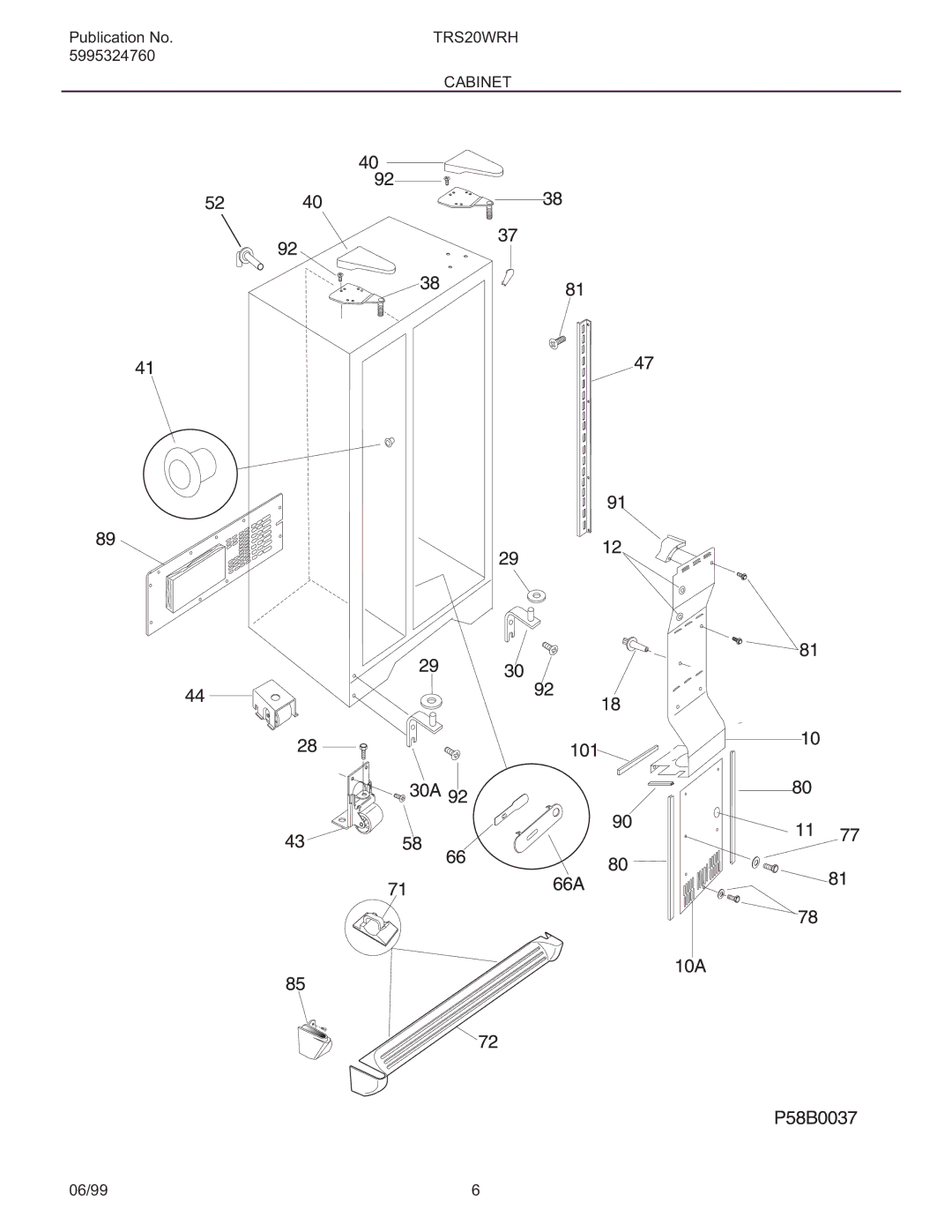 Frigidaire TRS20WRH manual Cabinet 