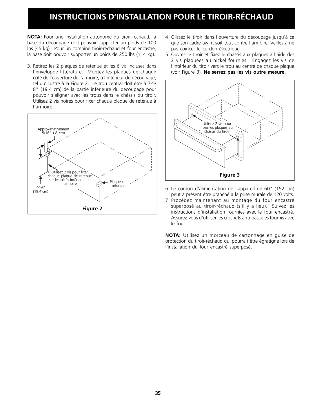 Frigidaire Warm & Serve Drawer important safety instructions 16 .8 cm 