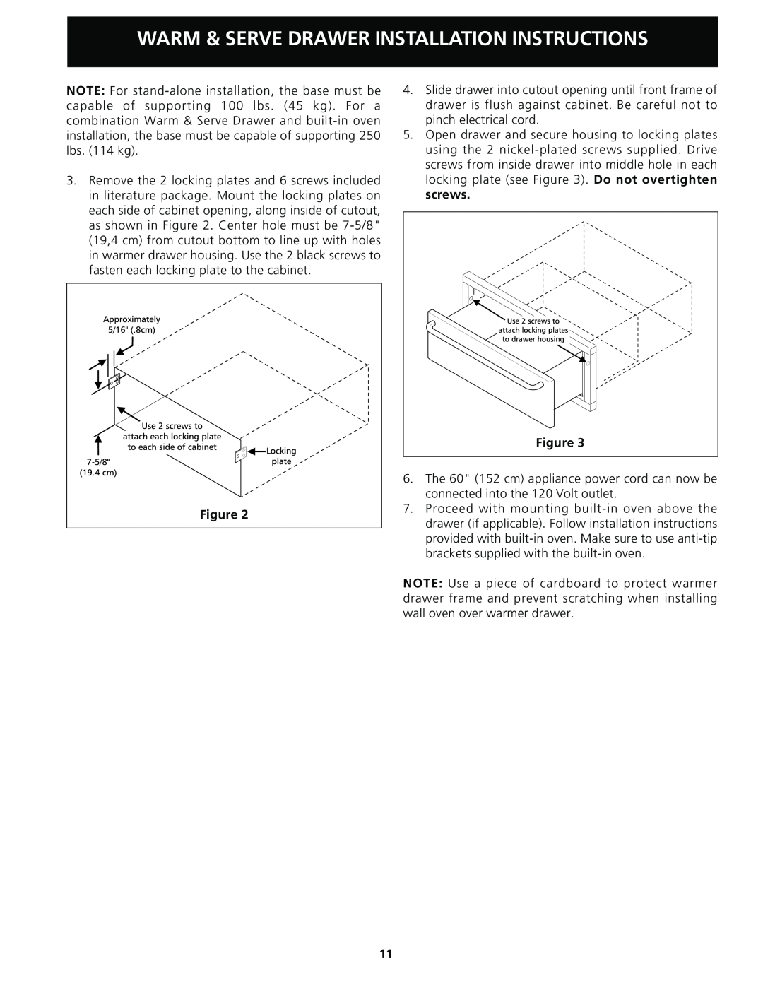 Frigidaire important safety instructions Warm & Serve Drawer Installation Instructions, Figure 