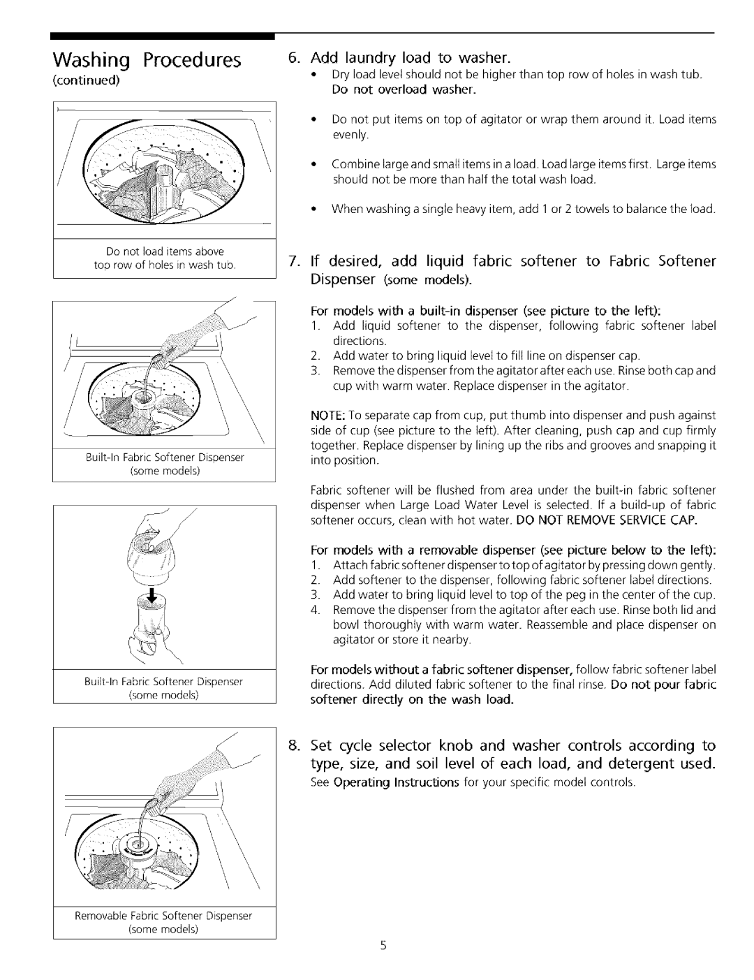 Frigidaire Washer important safety instructions Add laundry load to washer 