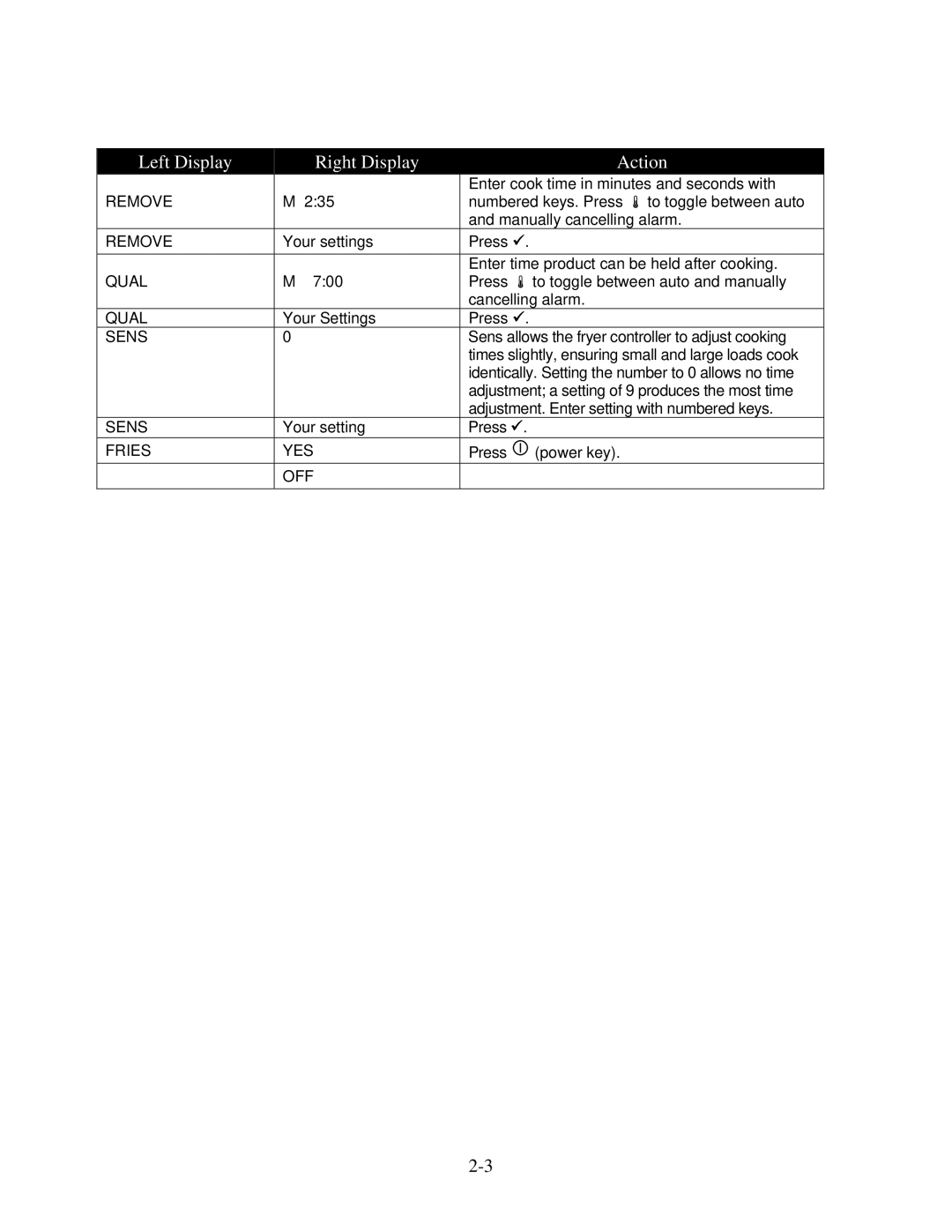 Frymaster 1814 operation manual Adjustment. Enter setting with numbered keys 