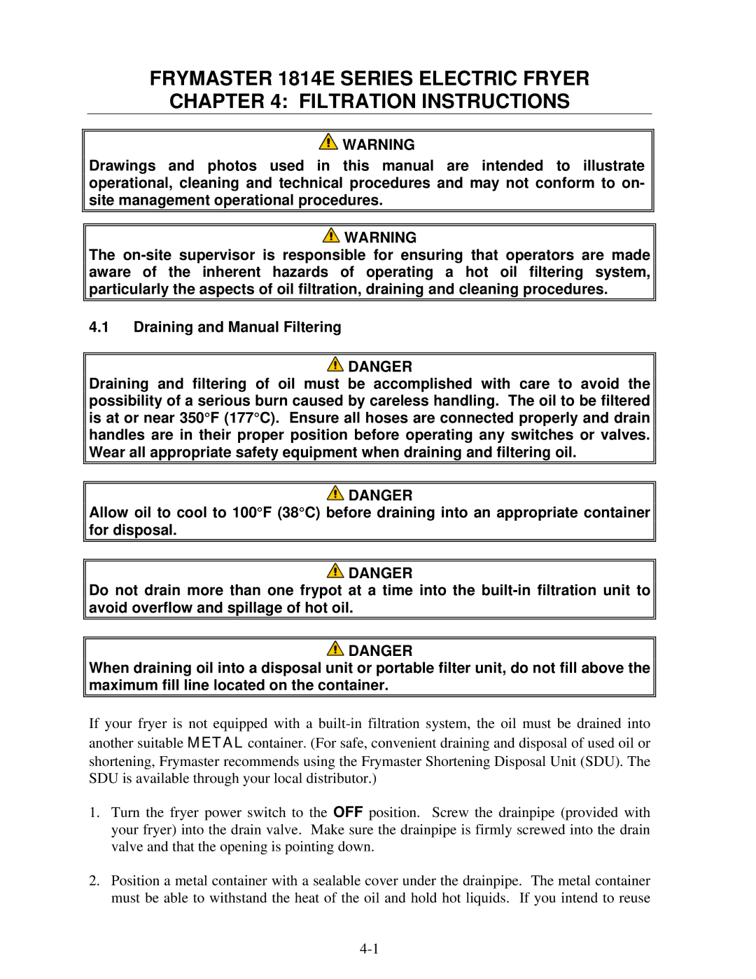 Frymaster 1814E operation manual 