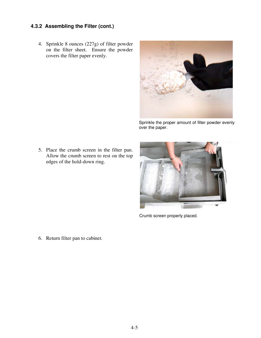 Frymaster 1814E operation manual Return filter pan to cabinet 