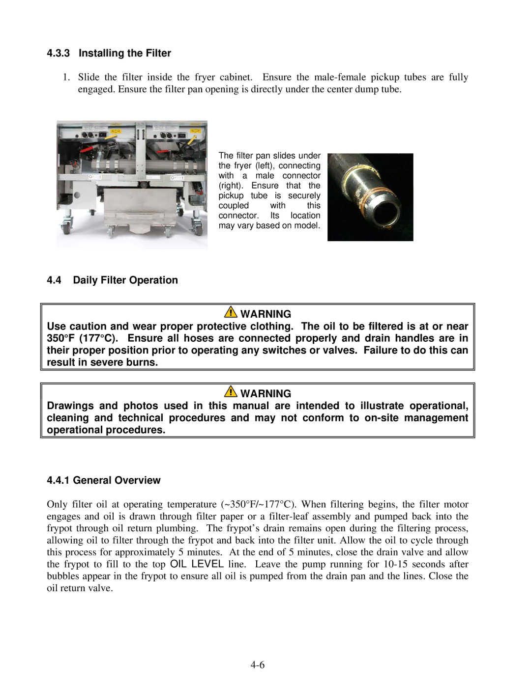 Frymaster 1814E operation manual Installing the Filter 