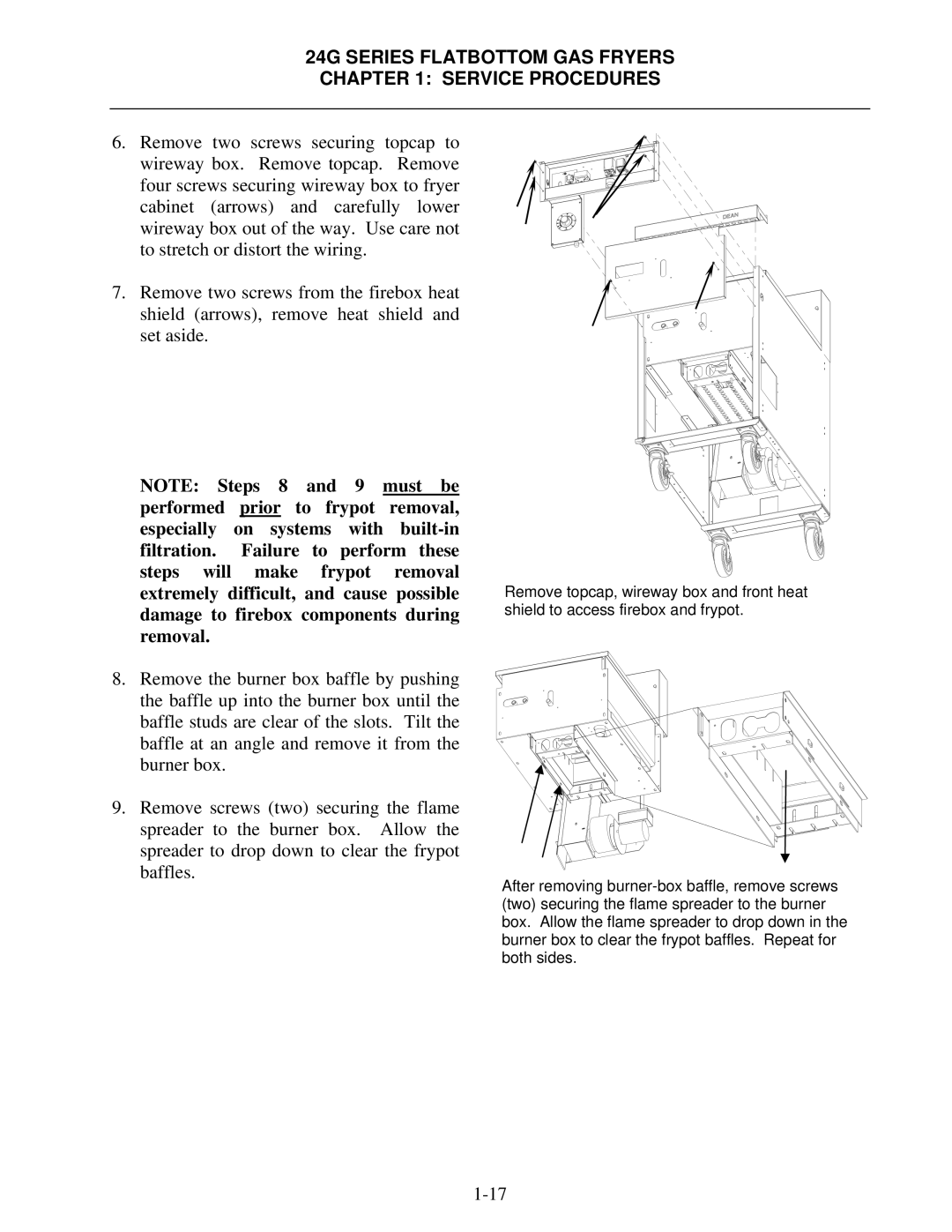 Frymaster 1824/2424G manual 24G Series Flatbottom GAS Fryers Service Procedures 