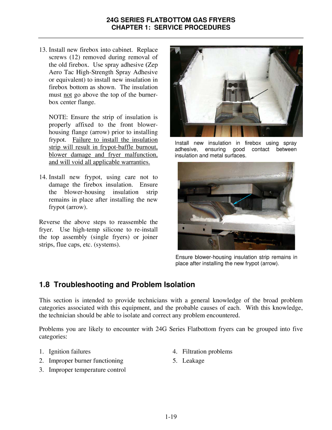 Frymaster 1824/2424G manual Troubleshooting and Problem Isolation 