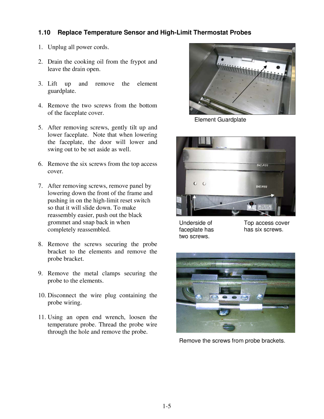 Frymaster 1824E manual Replace Temperature Sensor and High-Limit Thermostat Probes 