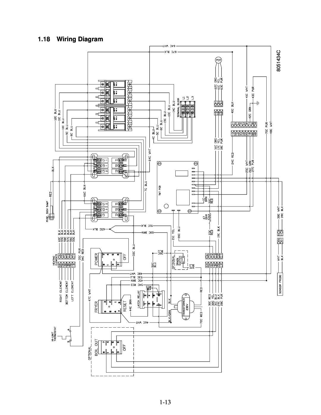Frymaster 1824E manual 1.18Wiring Diagram, 8051434C 