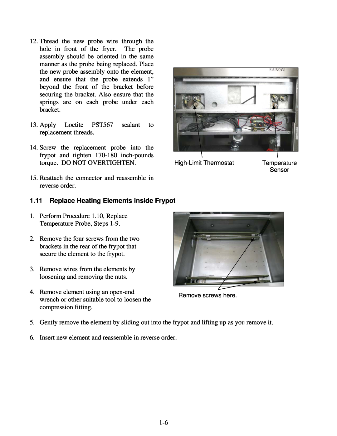 Frymaster 1824E manual 1.11Replace Heating Elements inside Frypot 