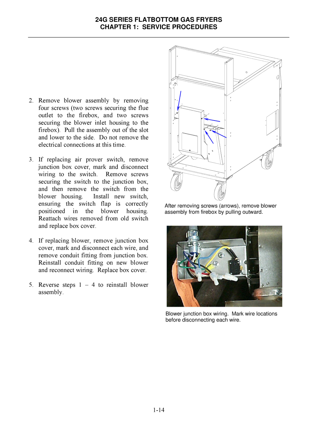 Frymaster 1824G, 2424G manual 24G Series Flatbottom GAS Fryers Service Procedures 