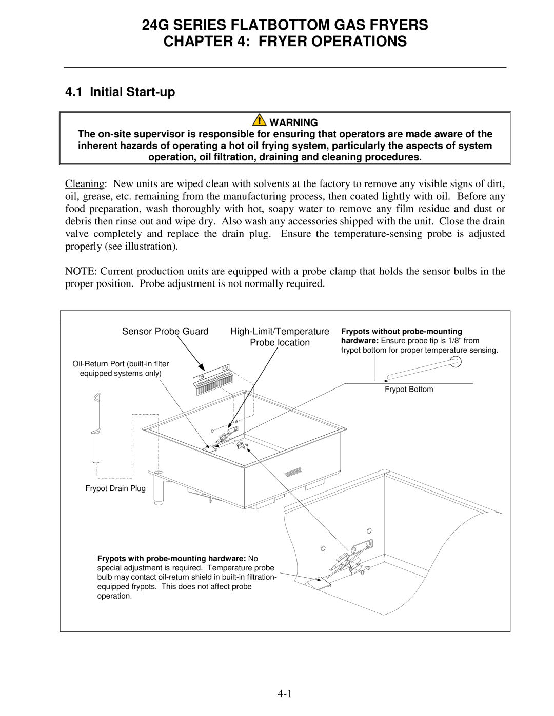 Frymaster operation manual 24G Series Flatbottom GAS Fryers Fryer Operations, Initial Start-up 