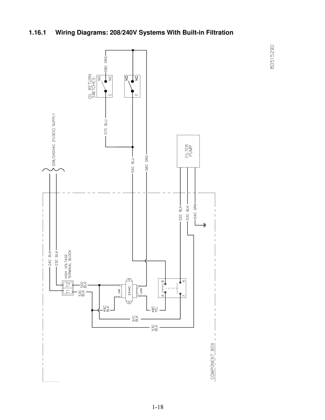 Frymaster 2836 manual Wiring Diagrams 208/240V Systems With Built-in Filtration 