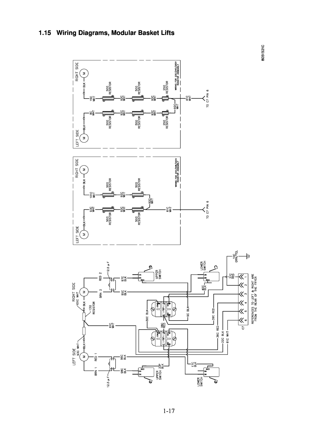 Frymaster 2836 manual Wiring Diagrams, Modular Basket Lifts 