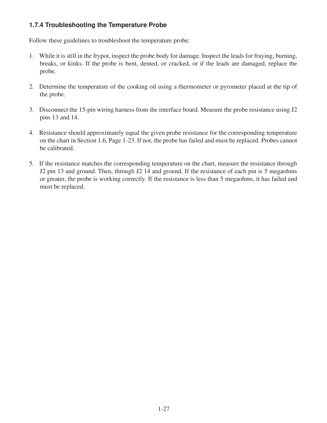 Frymaster 35, 45 manual Troubleshooting the Temperature Probe 