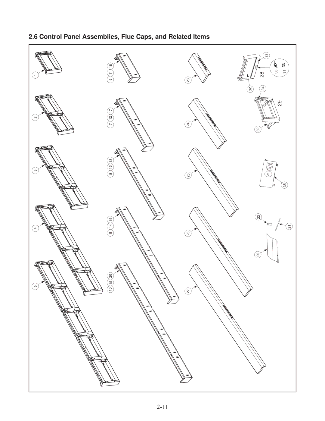 Frymaster 35, 45 manual Control Panel Assemblies, Flue Caps, and Related Items 