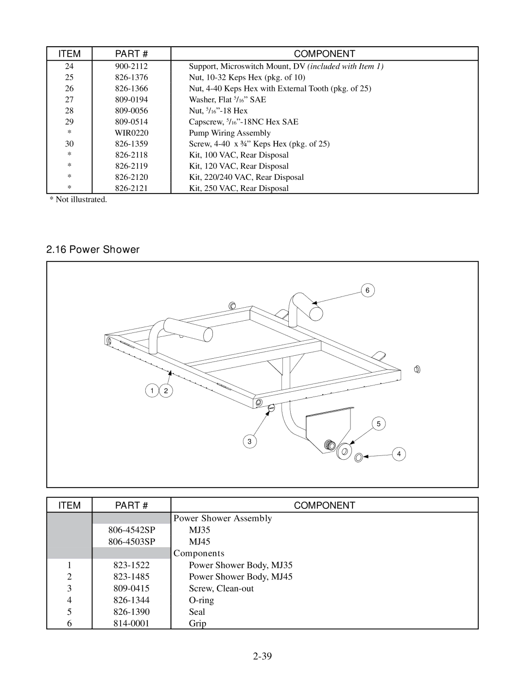 Frymaster 35, 45 manual Power Shower Assembly 