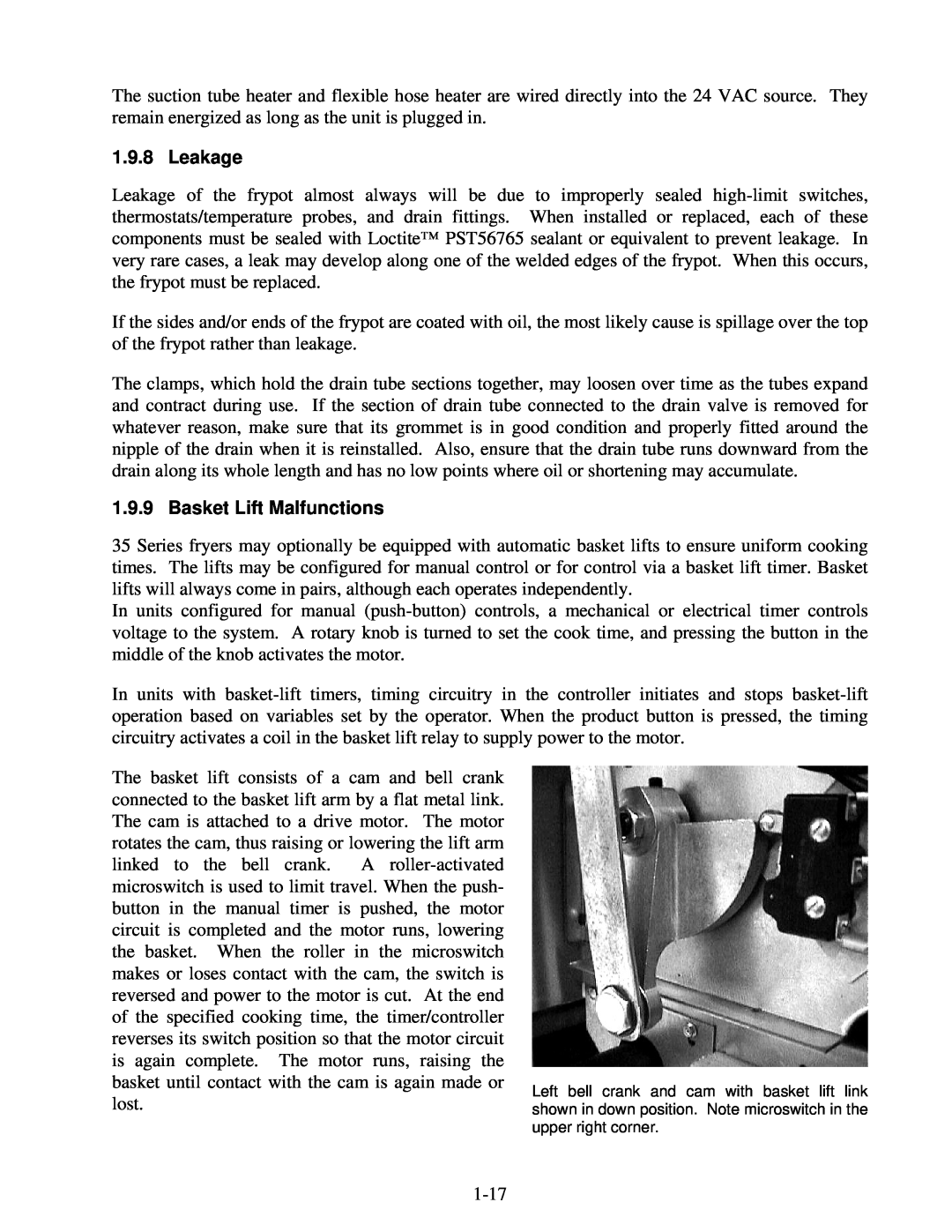 Frymaster 35 Series manual Leakage, Basket Lift Malfunctions 