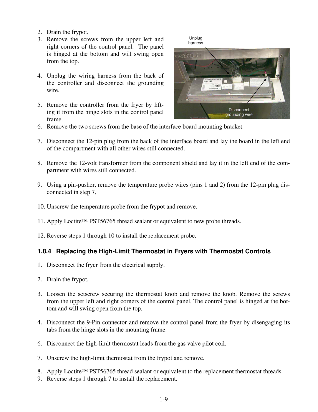 Frymaster 45 Series manual Unplug Harness 