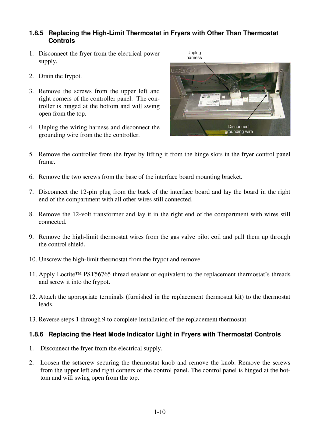 Frymaster 45 Series manual Disconnect Grounding wire 