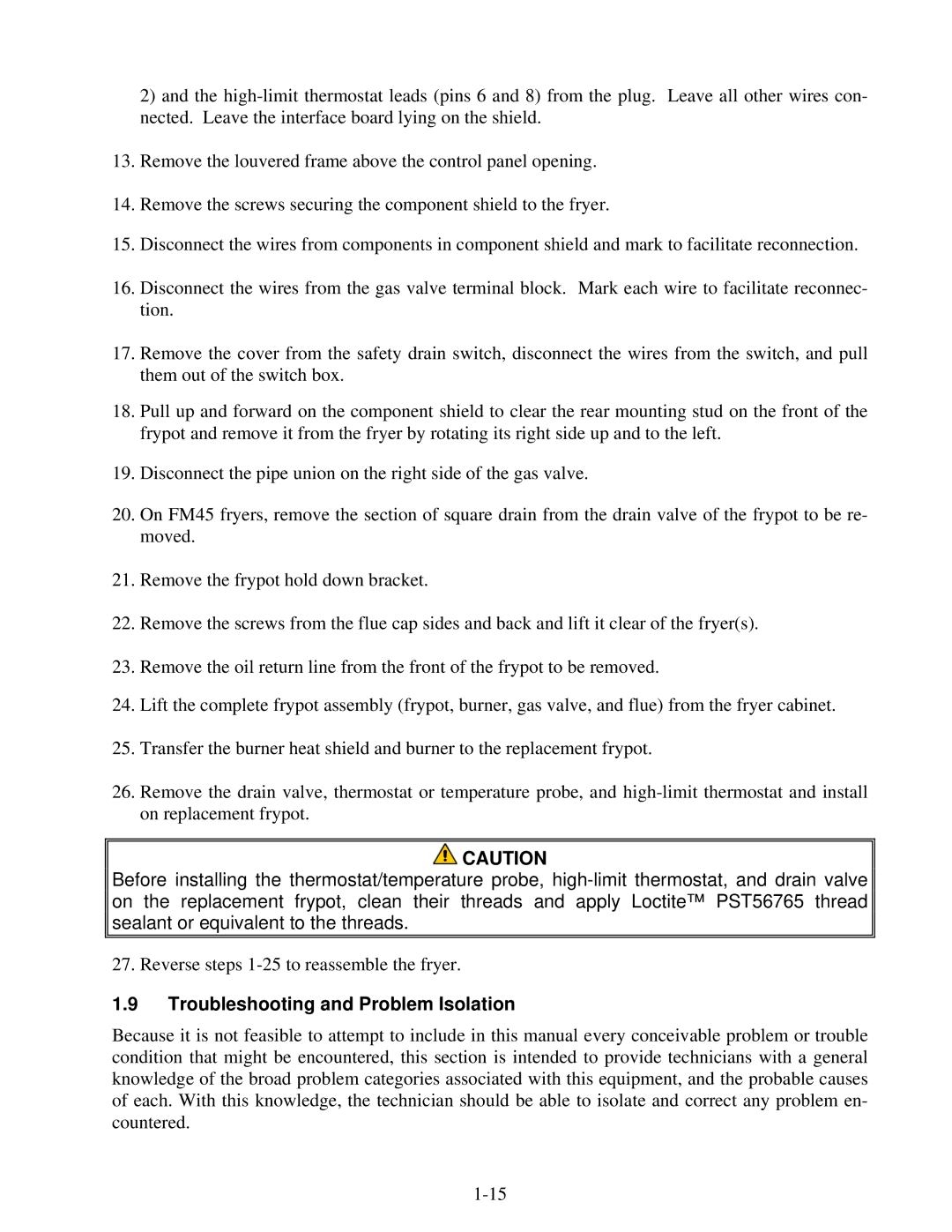 Frymaster 45 Series manual Troubleshooting and Problem Isolation 