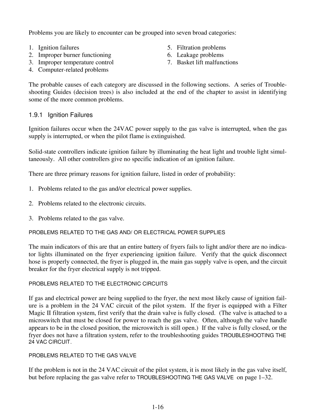 Frymaster 45 Series manual Ignition Failures 