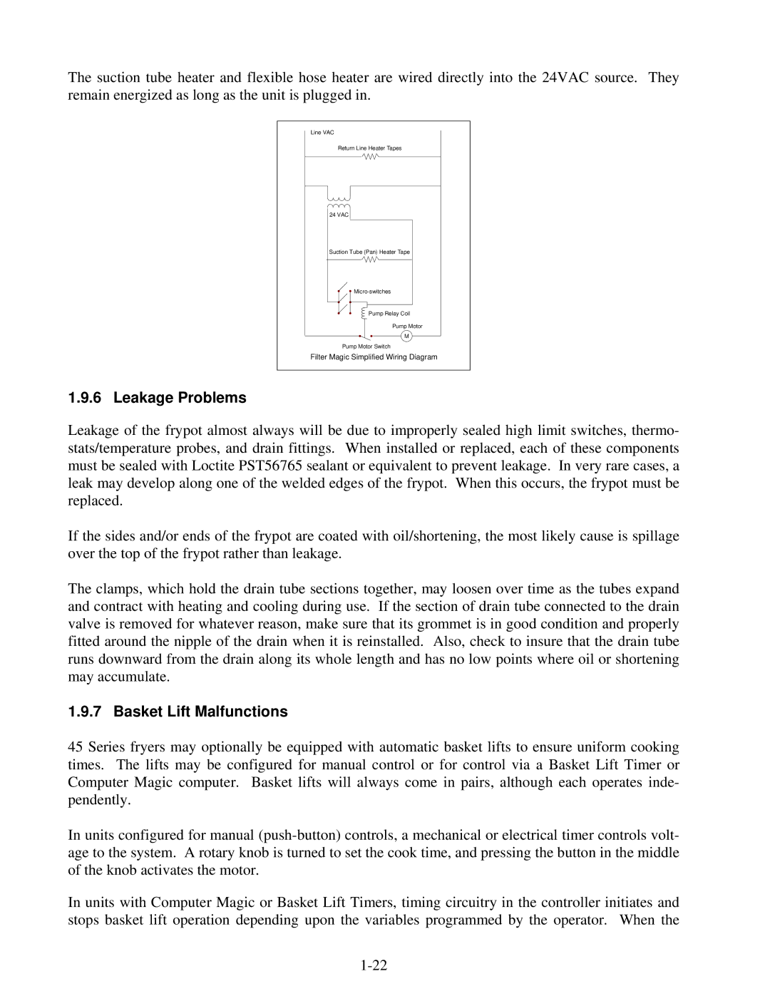 Frymaster 45 Series manual Leakage Problems, Basket Lift Malfunctions 