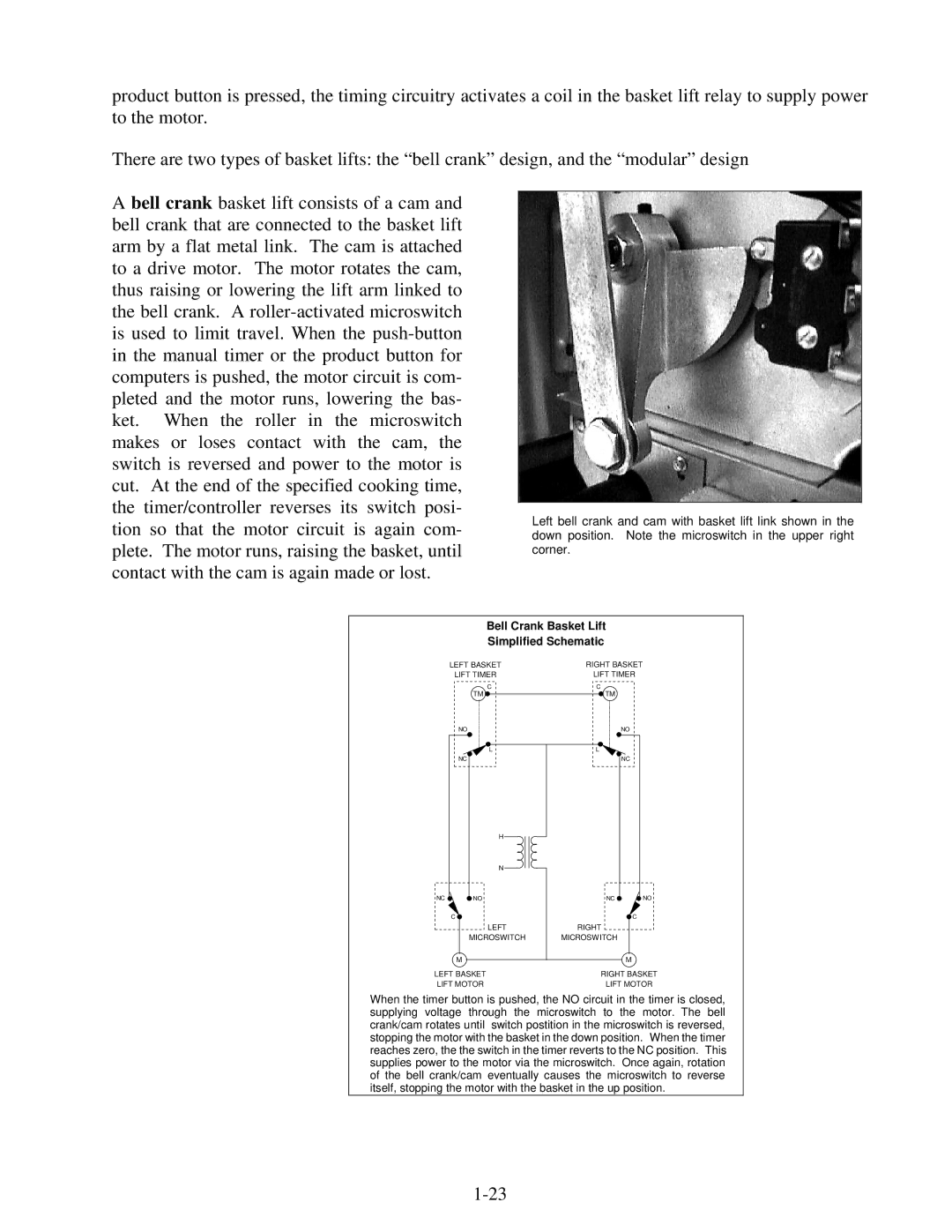 Frymaster 45 Series manual Bell Crank Basket Lift Simplified Schematic 