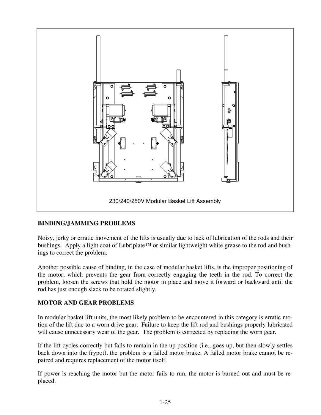 Frymaster 45 Series manual BINDING/JAMMING Problems 