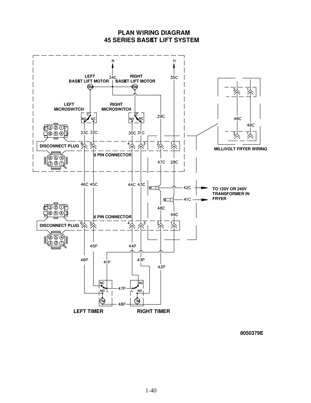 Frymaster 45 Series manual Plan Wiring Diagram Series Basket Lift System 