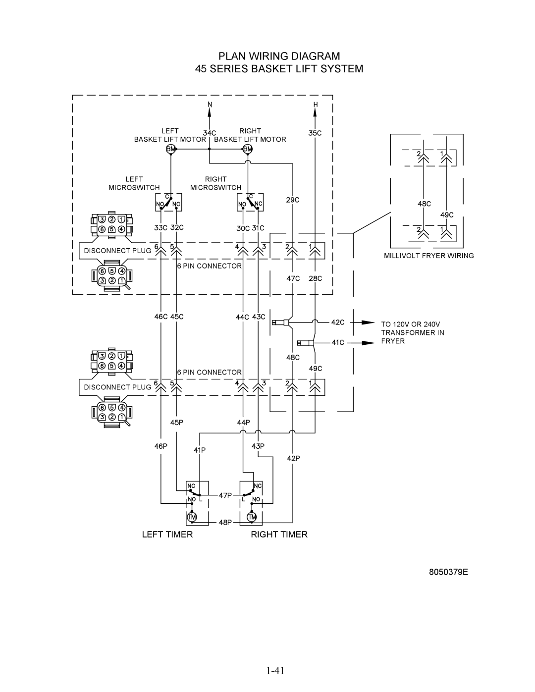 Frymaster 45 Series manual Plan Wiring Diagram Series Basket Lift System 