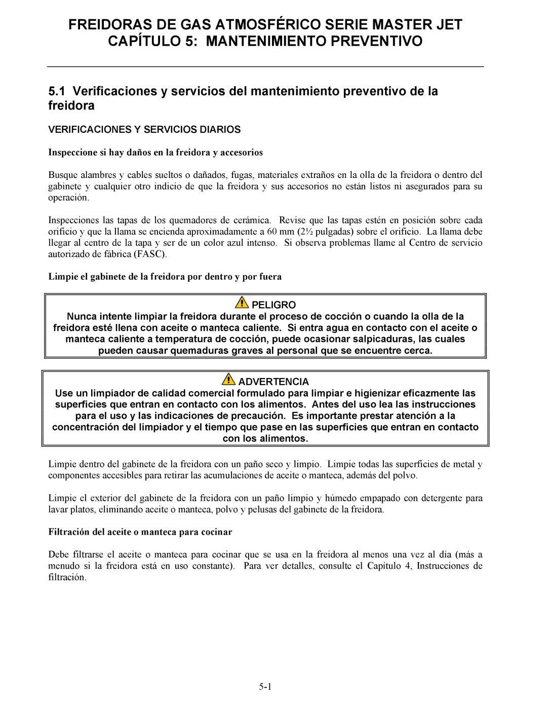 Frymaster 45 y manual Verificaciones Y Servicios Diarios, Inspeccione si hay daños en la freidora y accesorios 