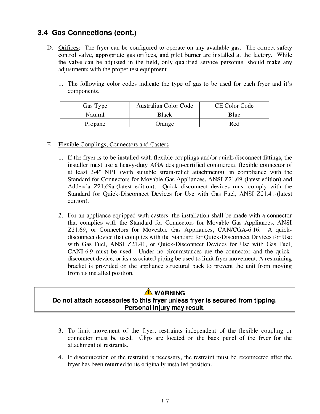 Frymaster 52 Series operation manual Gas Connections 