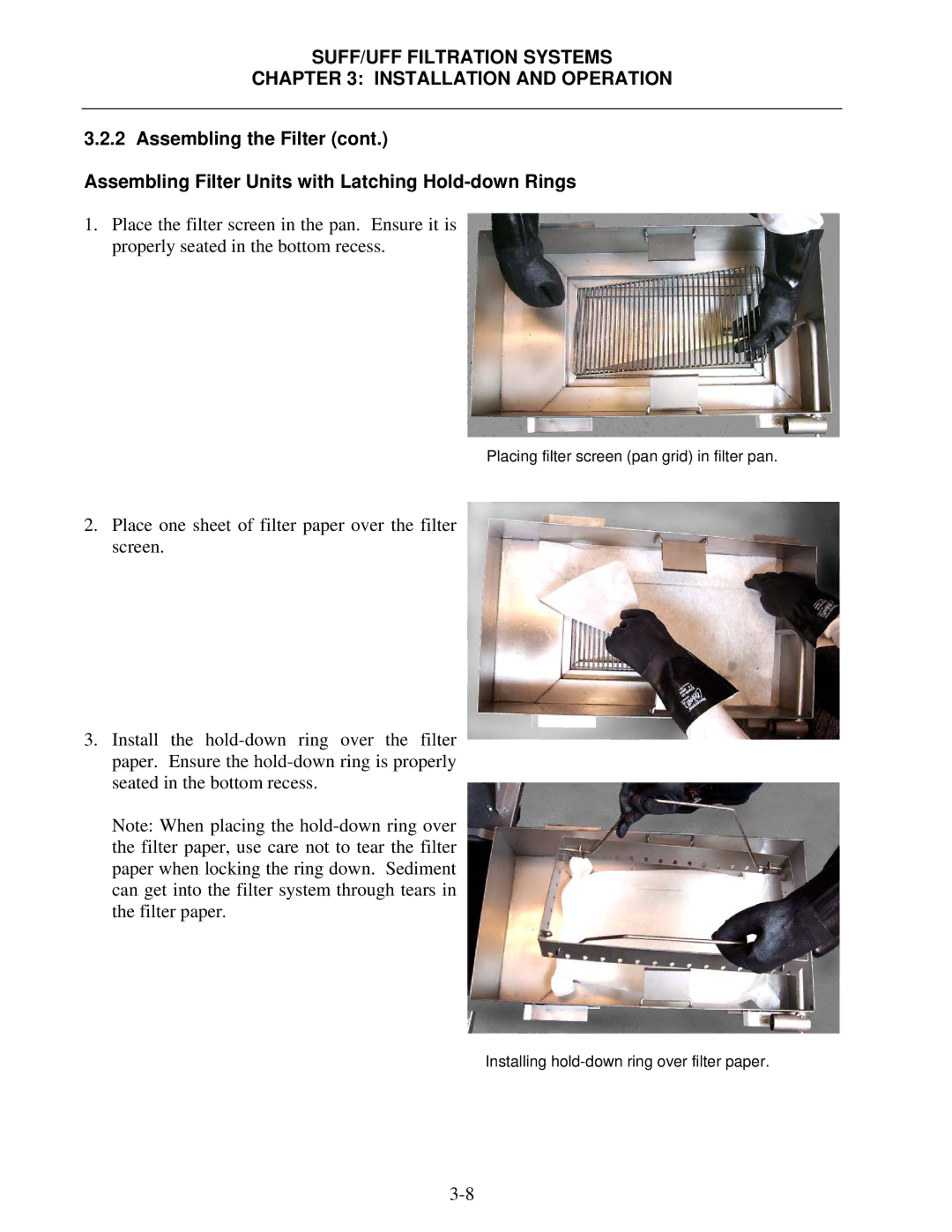 Frymaster 8195809 operation manual Placing filter screen pan grid in filter pan 