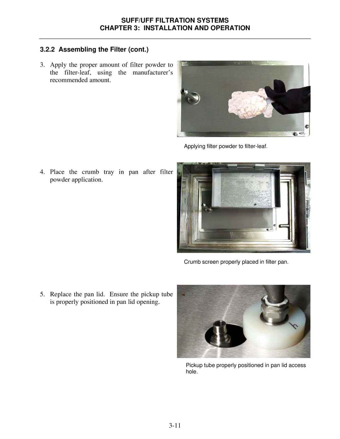 Frymaster 8195809 operation manual Place the crumb tray in pan after filter powder application 