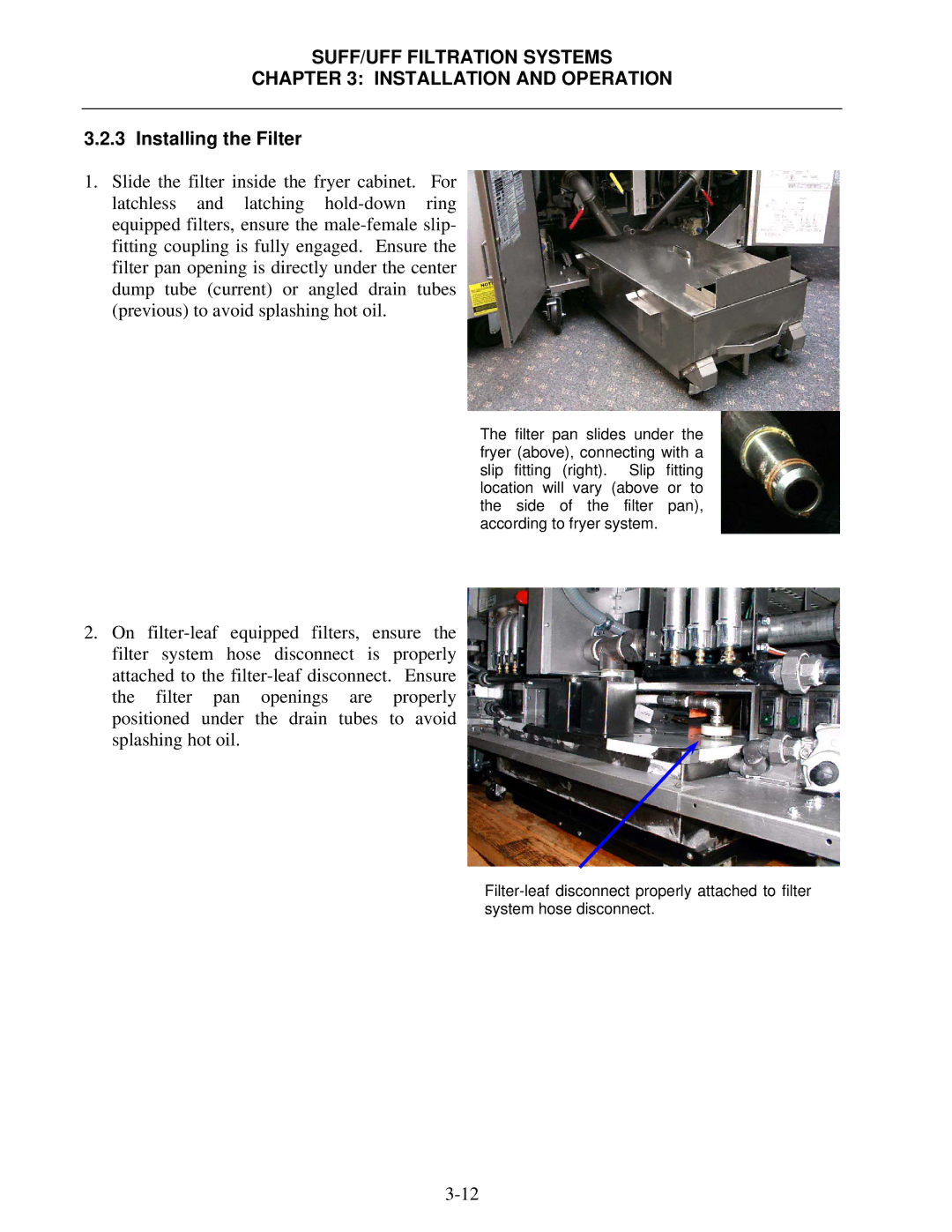 Frymaster 8195809 operation manual Installing the Filter 