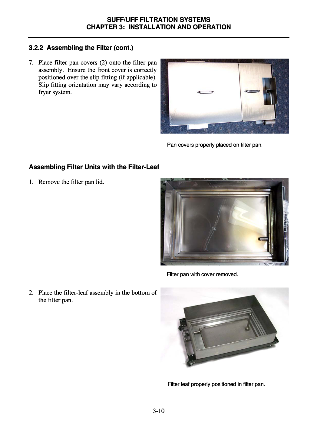 Frymaster 8195809 Assembling Filter Units with the Filter-Leaf, Suff/Uff Filtration Systems Installation And Operation 