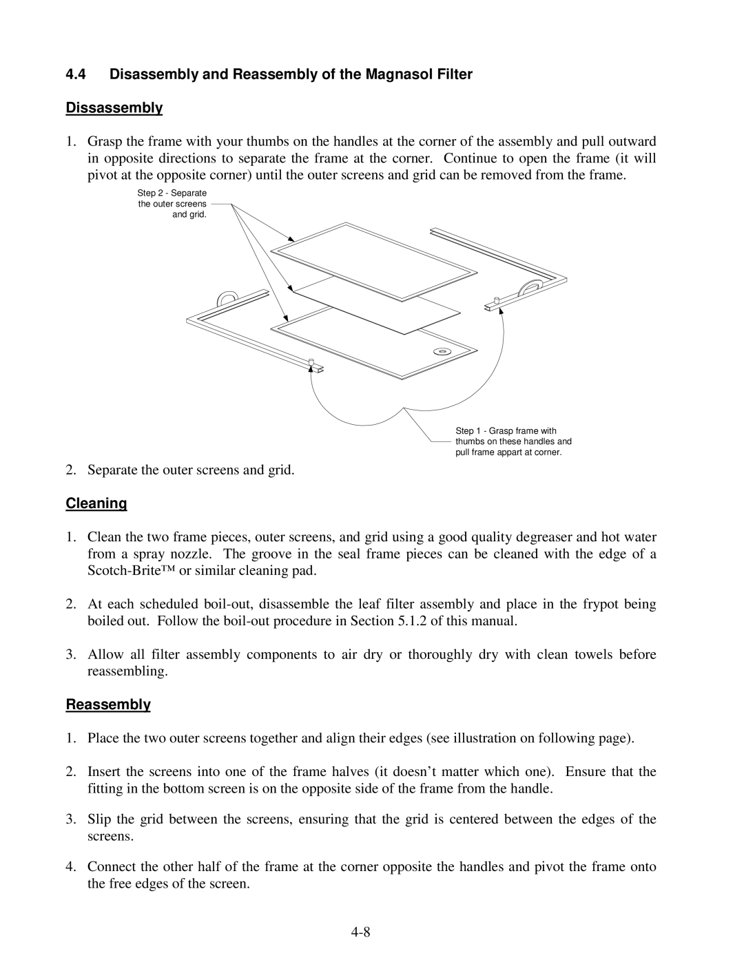 Frymaster 8195915 operation manual Cleaning, Reassembly 