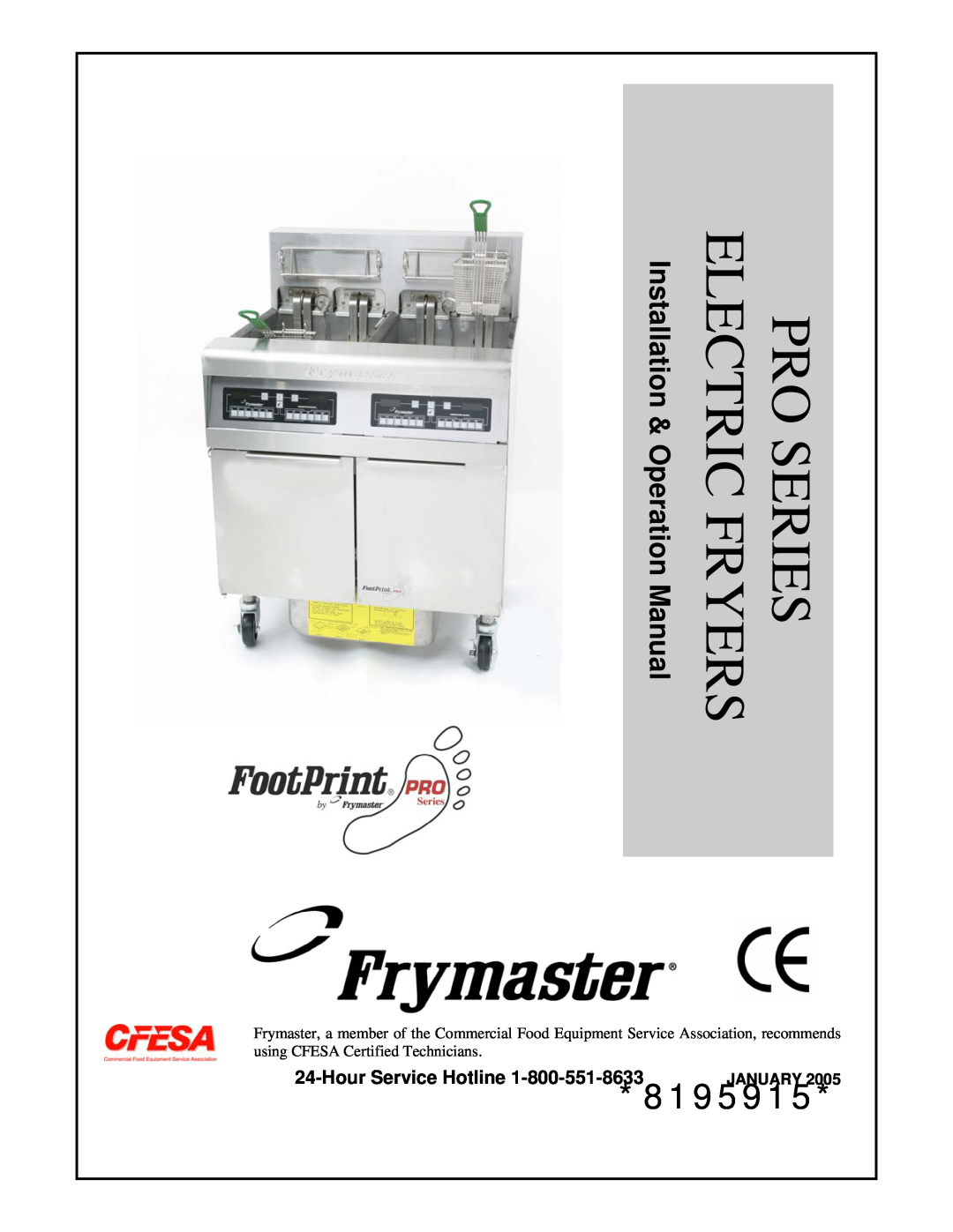 Frymaster 8195915 operation manual Pro Series Electric Fryers, January 