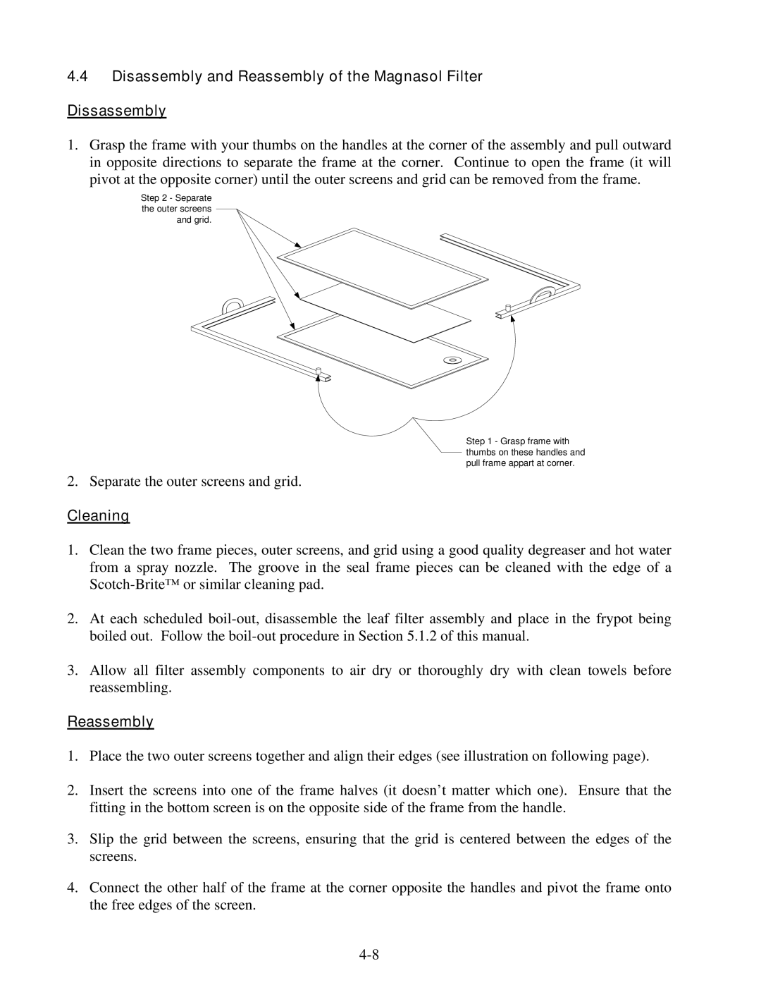 Frymaster 8195991 operation manual Cleaning, Reassembly 