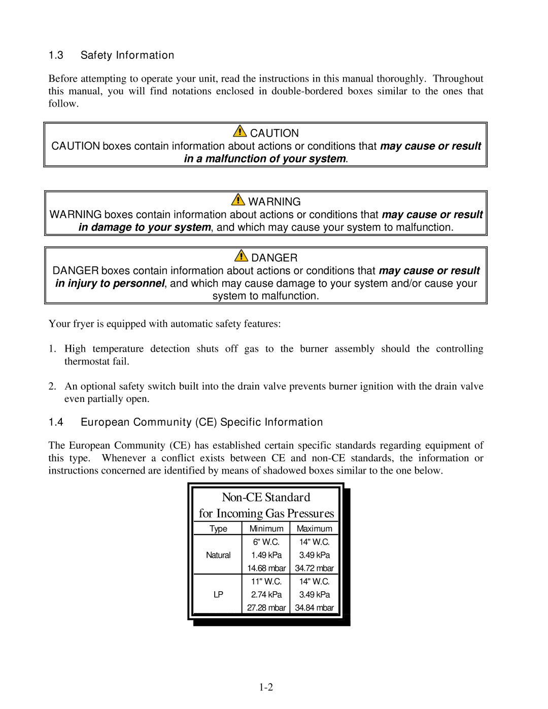 Frymaster 8195991 operation manual Safety Information, European Community CE Specific Information 