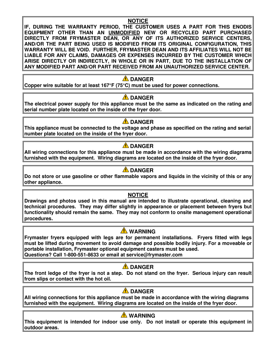 Frymaster 8196203 manual 